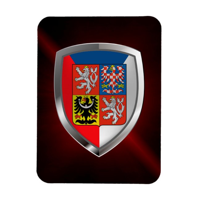 Czech Republic Metallic Emblem Magnet (Vertical)