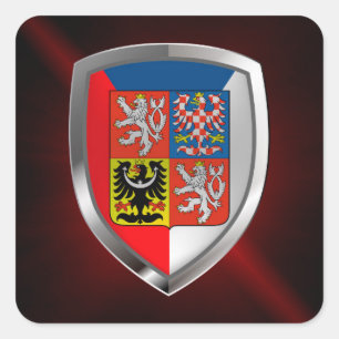 Czech Republic Metallic Emblem Square Sticker