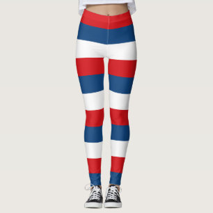 Czech republic National Flag Colours Stripped Legg Leggings