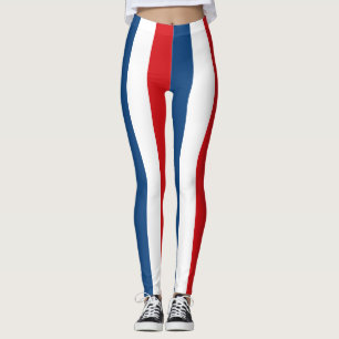 Czech republic National Flag Colours Stripped Leggings