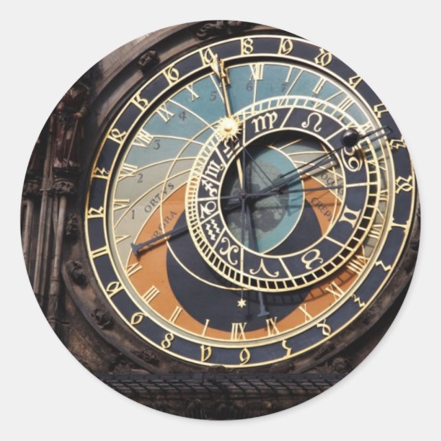 Czech Republic: Prague Astronomical Clock Classic Round Sticker (Front)