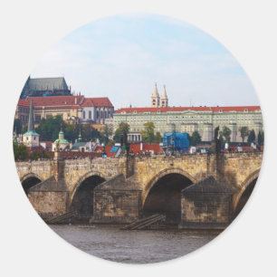 Czech Republic-Prague Castle and Charles Bridge Classic Round Sticker