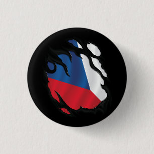 Czech Republic Ripped Flag 3 Cm Round Badge