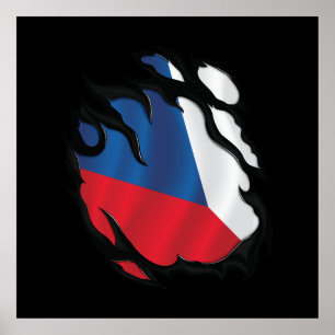 Czech Republic Ripped Flag Poster