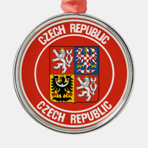 Czech Republic Round Emblem Metal Tree Decoration