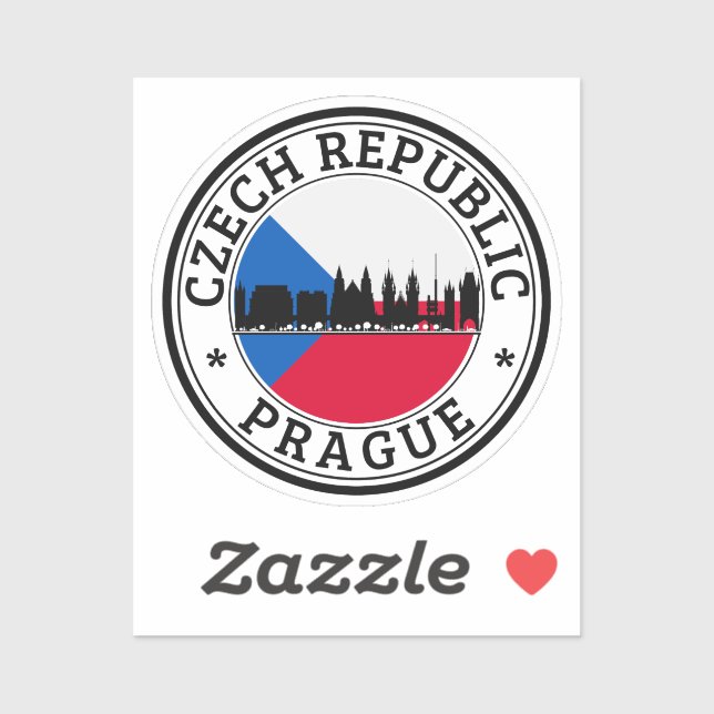 Czech Republic Seal Sticker Round Flag For Laptop. (Sheet)