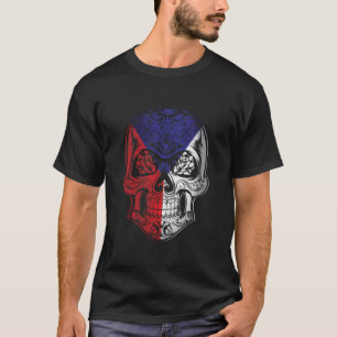 Czech Republic Skull And Roses Flag T-Shirt
