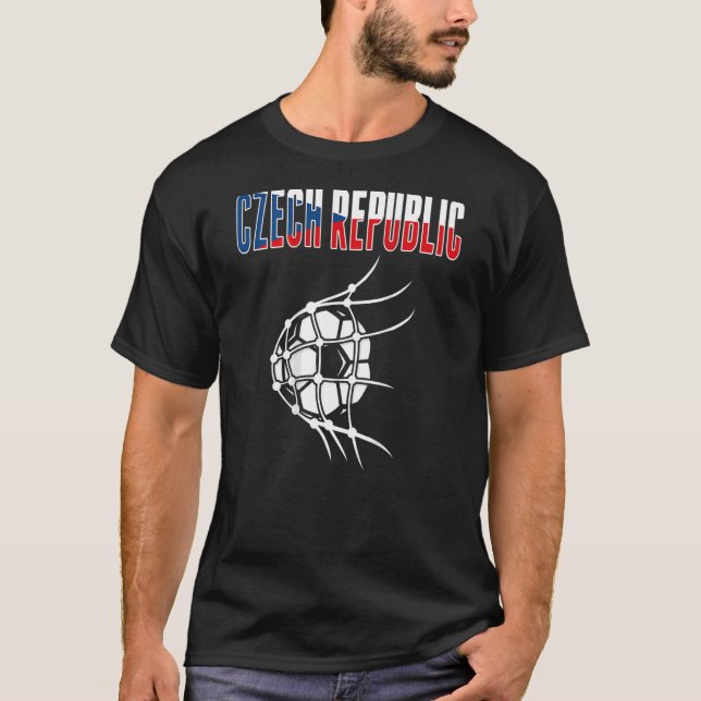Czech Republic Soccer Ball In Net  Support Czech F T-Shirt (Front)
