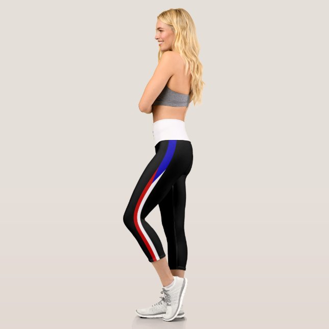 Czech Republic stripe flag Capri Leggings (Left)