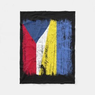 Czech Republic Ukraine Half Flag Czech Ukrainian H Fleece Blanket