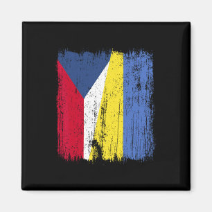 Czech Republic Ukraine Half Flag Czech Ukrainian H Magnet