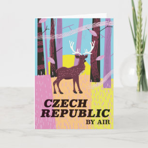 Czech Republic Vintage Deer Travel poster Holiday Card