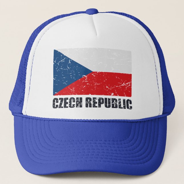 Czech Republic Vintage Flag Trucker Hat (Front)