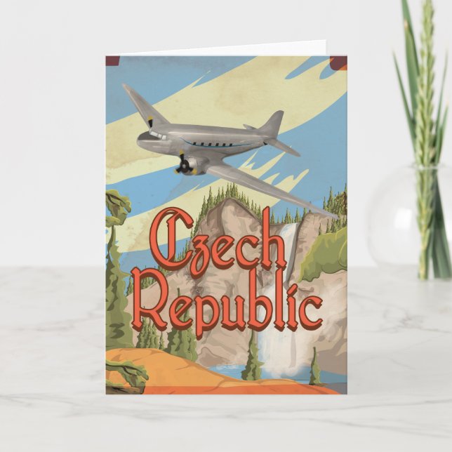 Czech Republic Vintage Travel Poster Holiday Card (Front)
