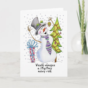 Czech - Snowman - Happy Snowman Christmas Card