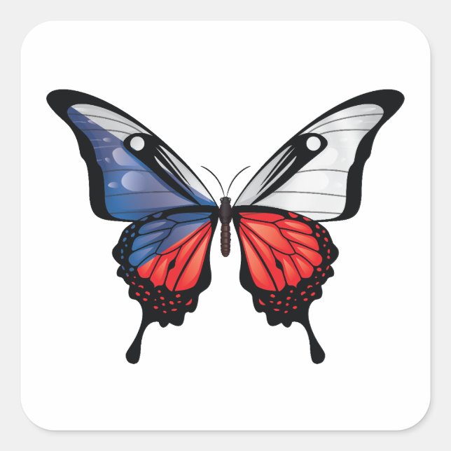 Czech Swallowtail Butterfly Flag Sticker (Front)