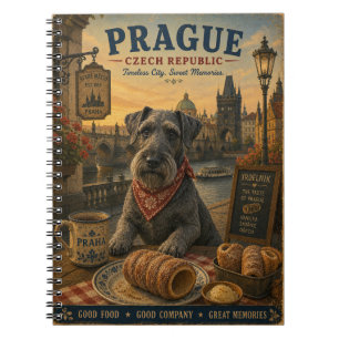 Czech Terrier in Prague Vintage Travel Art Notebook