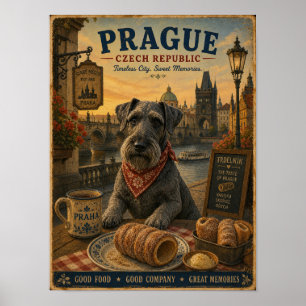 Czech Terrier in Prague Vintage Travel Poster