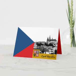 Czechia Card, Prague & Czech Flag /patriotic Card