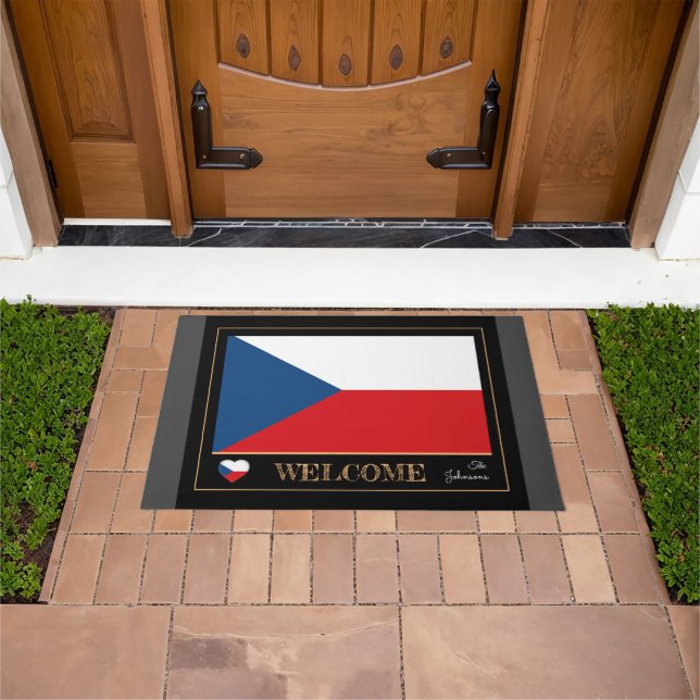 Czechia & Czech Flag house mats/sports Welcome Doormat (Outdoor)