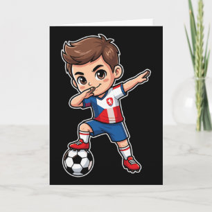 Czechia Dab Kid Goal Cartoon Czech Republic Flag B Card