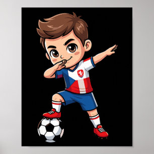 Czechia Dab Kid Goal Cartoon Czech Republic Flag B Poster