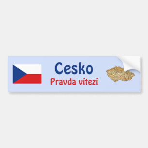 Czechia Flag + Map Bumper Sticker