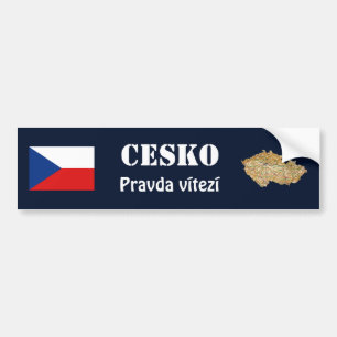 Czechia Flag + Map Bumper Sticker