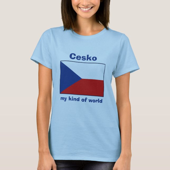Czechia Flag + Map + Text T-Shirt (Front)
