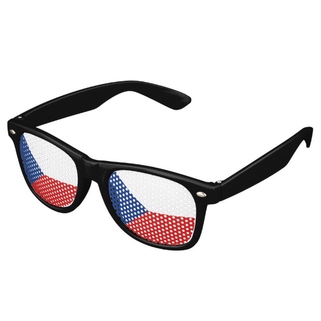 Czechia Flag Retro Sunglasses (Angled)