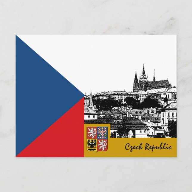 Czechia postcard, Prague & Czech Flag /patriotic Postcard (Front)