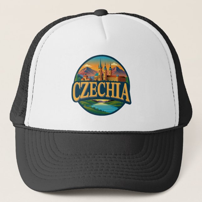 Czechia Republic Europe Trucker Hat (Front)