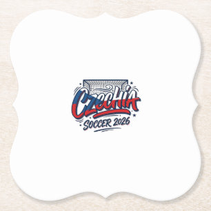 Czechia Soccer 2026 Soccer Bold Country Typography Paper Coaster