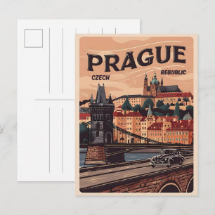 czechia vintage travel prague czech republic gifts postcard