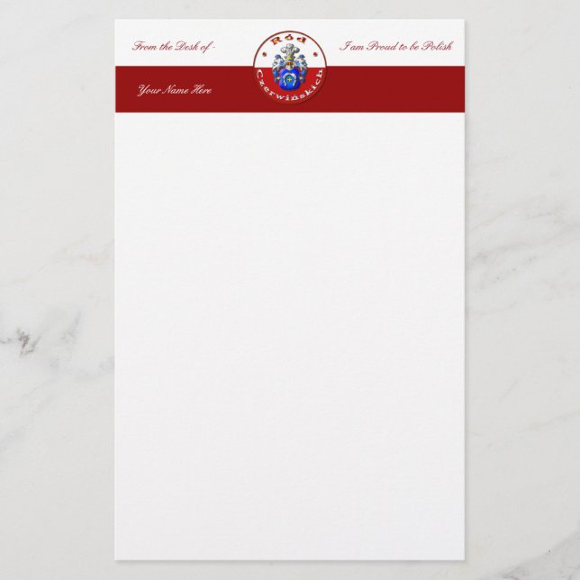 Czerwińskich Family Crest 5.5" x 8.5" Stationery (Front)