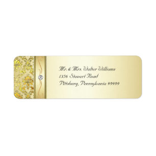 D1 Elegant Gold Damask Diamond Label
