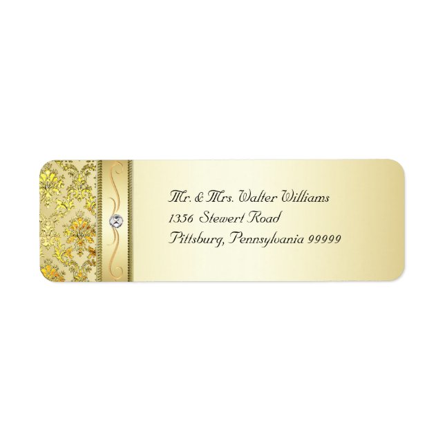 D1 Elegant Gold Damask Diamond Label (Front)