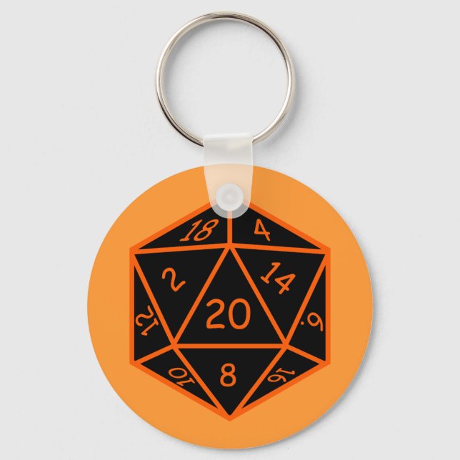 D20 Black & Orange Key Ring (Front)