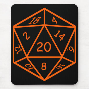 D20 Black & Orange Mouse Mat