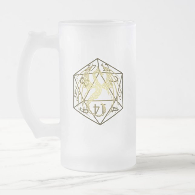 D20 Celtic Dragon DND Frosted Mug (Left)