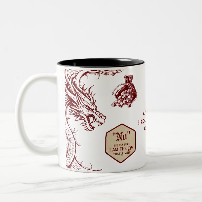 D20 Dice Celtic Dragon DND RPG DM Gamer Gift Two-Tone Coffee Mug (Left)