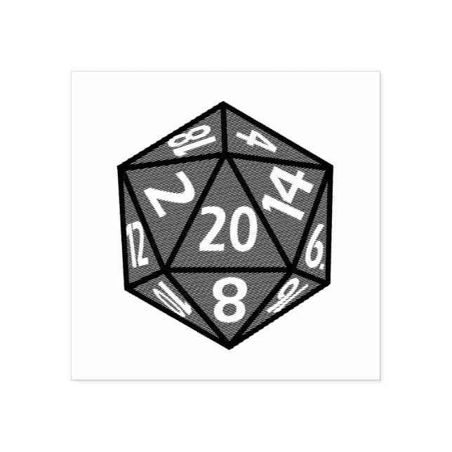 D20 Dice RPG Icon Rubber Stamp (Imprint)