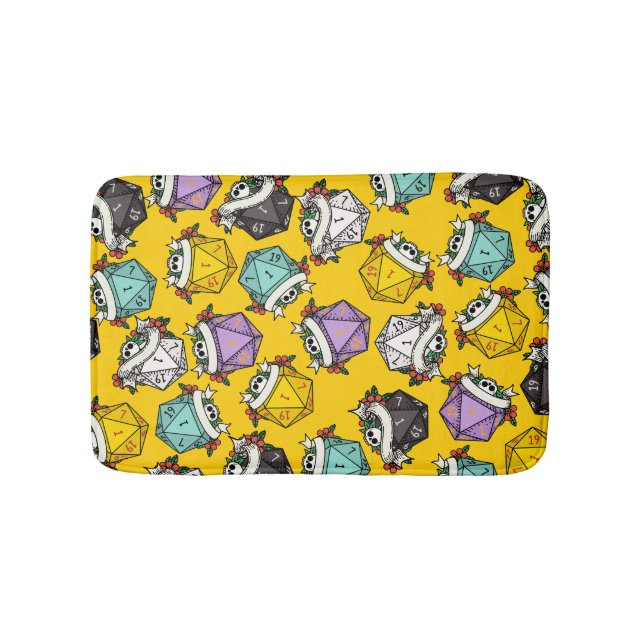 D20 Dice Set Pattern Bath Mat (Front)
