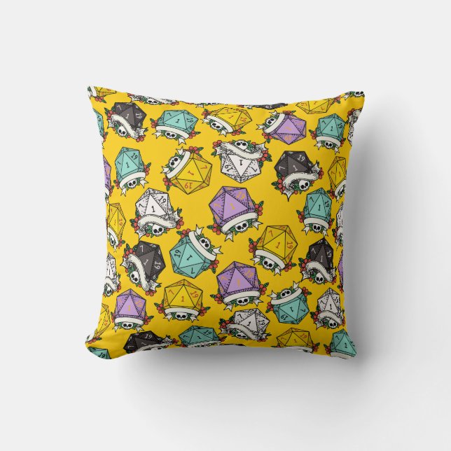 D20 Dice Set Pattern Cushion (Front)