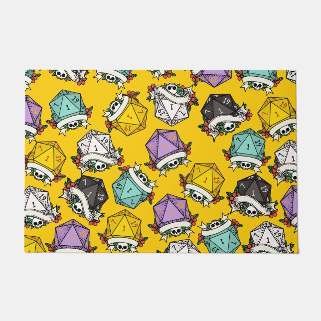 D20 Dice Set Pattern Doormat (Front)