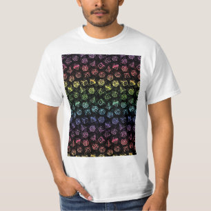 D20 Dice Set Pattern (Rainbow) Graphic T-Shirt