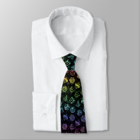 D20 Dice Set Pattern (Rainbow) Neck Tie