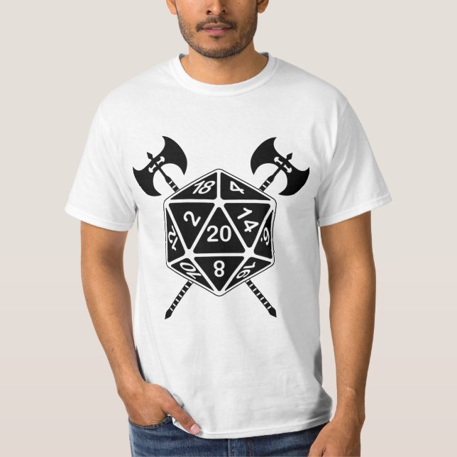 D20 Dice With Axes T-Shirt (Front)