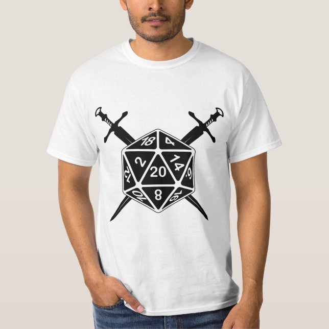 D20 Dice With Swords T-Shirt (Front)