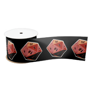 D20 Gamer Dice Art Fabric Ribbon Satin Ribbon